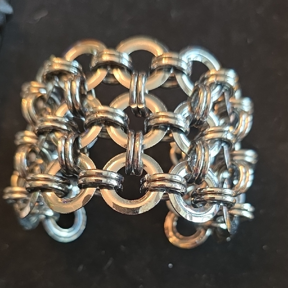 Elegant Dark Silver Chain Link Cuff Bracelet